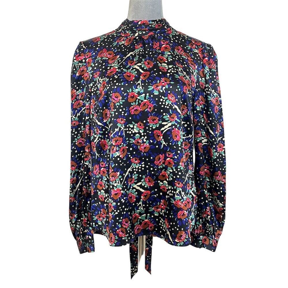 Veronica Beard Women's Floral Silk Blouse 8 Office Multicolor Designer Luxury